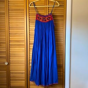 Calypso St Barth Blue Embroidered Midi Dress